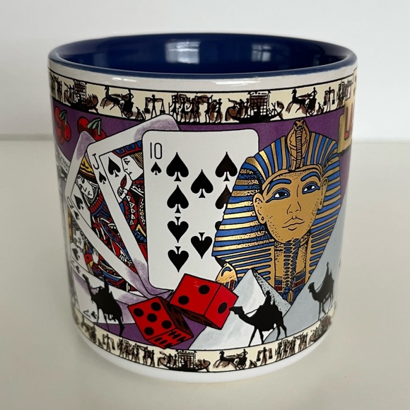 New Las Vegas Coffee Cup Mug Unique Design Sphynx Pyramid Dice Cards - Picture 2 of 6